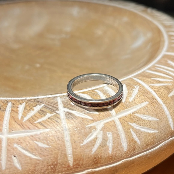 Pink CZ 925 Sterling Silver Stacker Ring - Picture 4 of 13